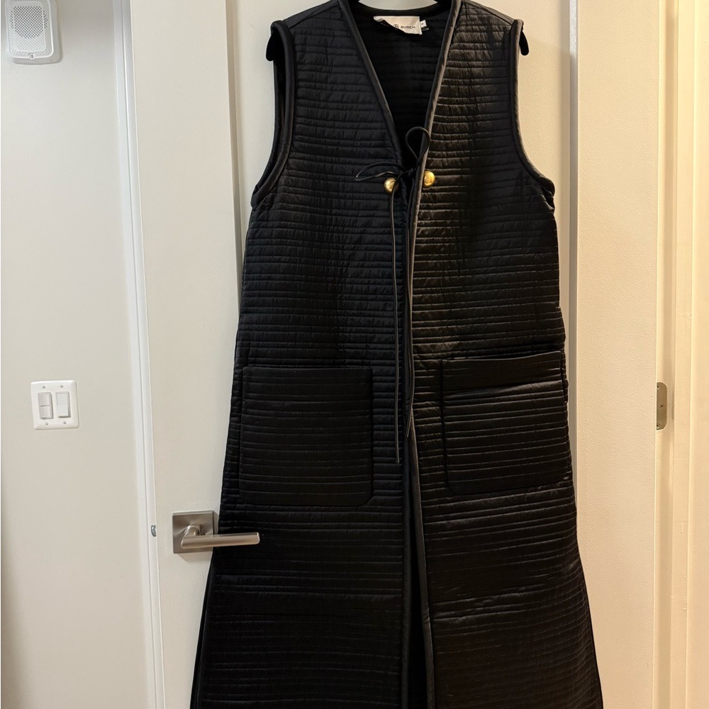 Tory Burch Black Quilted Vest with Gold Accents